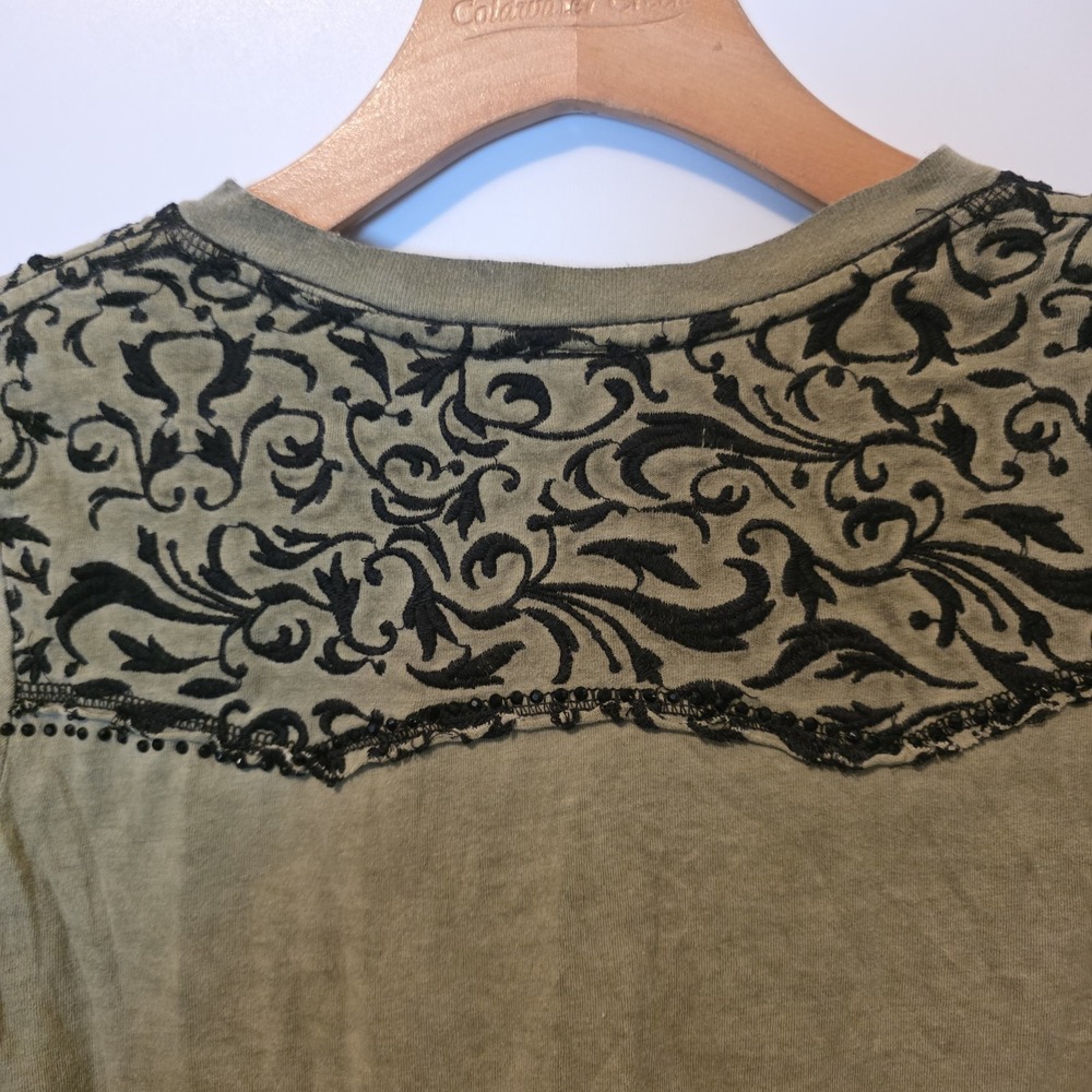 Affliction Long Sleeve Shirt Green Cross Cyber Grunge Vintage Y2K Womens Large - Picture 7 of 12